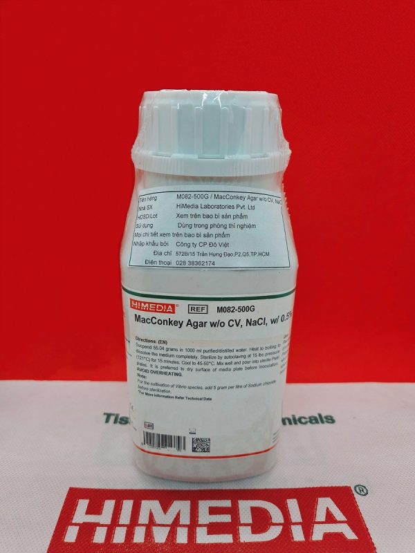 MacConkey Agar w/o CV, NaCl w/ 0 .5% Sodium Taurocholate